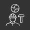 Job for immigrants chalk icon. Migrant, refugee employment. Construction worker. Finding work abroad. Hard hat worker