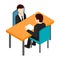 Job interview icon, isometric 3d style