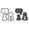 Job interview line and solid icon. Boss and employee, dialogue with authorities symbol, outline style pictogram on white