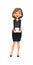 Job interview. Young cartoon woman candidate for work. A confident slightly worried businesswoman is waiting for the interview. Jo