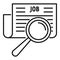 Job paper magnifier icon, outline style