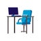 Job position and vacancy - empty office workplace vector illustration isolated.