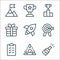 Job promotion line icons. linear set. quality vector line set such as champagne, recruitment, task, target, rocket, gift, podium,