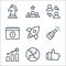 Job promotion line icons. linear set. quality vector line set such as thumbs up, puzzle, growth, champagne, rocket, calendar,