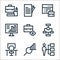 job resume line icons. linear set. quality vector line set such as as, data analysis, workplace, diagram, briefcase, computer,