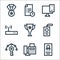 job resume line icons. linear set. quality vector line set such as certification, fax, key skills, id card, trophy, modem,