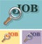 Job search under magnifying glass Vector illustration