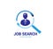 Job vacancy work blue search logo design. Magnify, department.