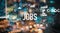 Jobs with blurred city lights