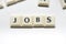 Jobs word alphabet letter with space white background