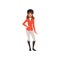 Jockey girl in costume, equestrian professional sport vector Illustration