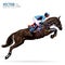 Jockey on horse. Champion. Horse riding. Equestrian sport. Jockey riding jumping horse. Poster. Sport background