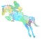 Jockey on jumping horse, equestrian sport. Colorful Splash blot. Vector illustration