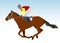 Jockey riding race horse