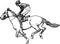 Jockey riding race horse drawing