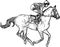 Jockey riding race horse drawing