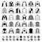 Jockey uniform - jackets, silks and hats, horse riding icons set