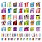 Jockey uniform. Traditional design. Jackets, silks, sleeves and hats. Horse riding. Horse racing. Icons set. Isolated on