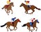 jockeys riding race horses - vector