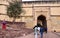 Jodhpur, India - January 1, 2015: Unidentified people walk through a gate at Mehrangarh Fort