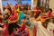 Jodhpur, Rajasthan, India - 19.10.2019 : Females wearing traditional colorful wedding turbans, dancing in Joy, happiness for