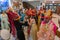 Jodhpur, Rajasthan, India - 19.10.2019 : Females wearing traditional colorful wedding turbans, dancing in Joy, happiness for