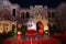 Jodhpur, Rajasthan, India, August 20th, 2020: Colorful decorated indian wedding stage for bride and groom for engagement ceremony