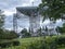 Jodrell Bank Radio telescope in the rural countryside of Cheshire England