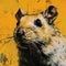Joe Sidney Hamster: A Vibrant Yellow Oil Painting In The Style Of Mike Deodato