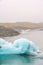 Joekulsarlon Glacier Lagoon ice floes in front of lake shore line