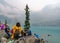 Joffre lake,BC Canada,August 21,2018.people at Joffe lakes-upper lake,British Columbia Canada