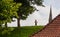 Jogger jogging on the ramparts of the Kastellet, Star-shaped 17th-century fortress with ramparts, Copenhagen, Denmark