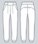 Jogger Pants technical fashion illustration. Sports Sweat Pants fashion flat technical drawing template.