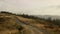 Jogger running on road in mountains. Tired runner taking rest during workout