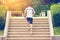 Jogger running up on stairs