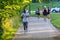 Jogger runs along the Lake of the Isles trail in Minneapolis