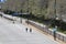 Joggers run on Chicago`s empty Lake Shore Drive, during pandemic stay at home order.