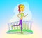 Jogging girl or running woman with music player