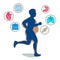 Jogging man, running infographic elements, loss weight cardio tr