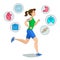 Jogging woman, running infographic elements, loss weight