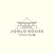 joglo house with line art style logo icon template design. javanese , traditional, culture, vector illustration