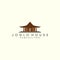 joglo house with vintage style logo icon template design. javanese , traditional, culture, vector illustration