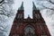 Johanneksenkirkko Church of St. John Lutheran temple in the capital of Finland Helsinki. autumn cloudy day