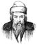 Johannes Gutenberg portrait in line art illustration