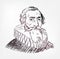 Johannes Kepler vector portrait isolated sketch