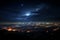 Johannesburg\\\'s urban sprawl bathed in moonlight against a backdrop of midnight blue