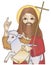 John the Baptist with a lamb vector illustration