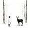 John And Deer Minimalistic Children\\\'s Book Illustration In Japanese Style