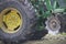 John Deere Tractor closeup of rear tires and disc
