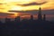 John Hancock Building towers above Chicago Skyline at Sunrise, Chicago, Illinois